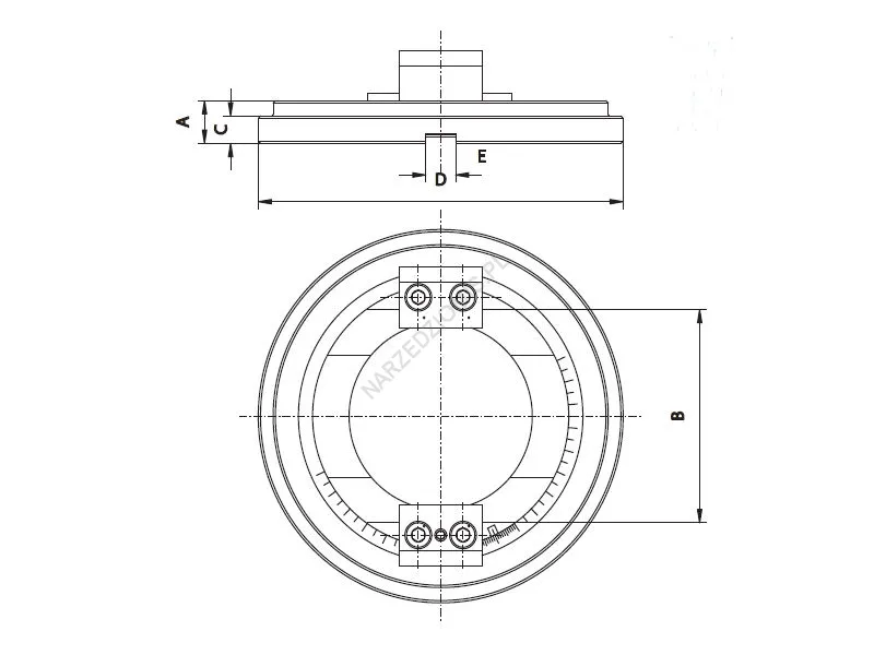 Rysunek techniczny: Podstawa (obrotowa) do imadeł maszynowych 6586 1 - BISON-BIAL